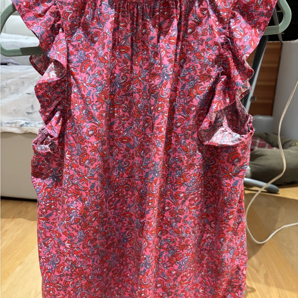 Xirena Floral Ruffle Pink and Blue Top